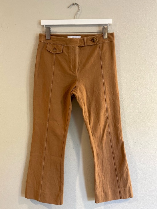 Derek Lam Pants - Derek Lam 10 Crosby Camel Flared Trousers Contrast Stitch Size 6 Cotton Cropped